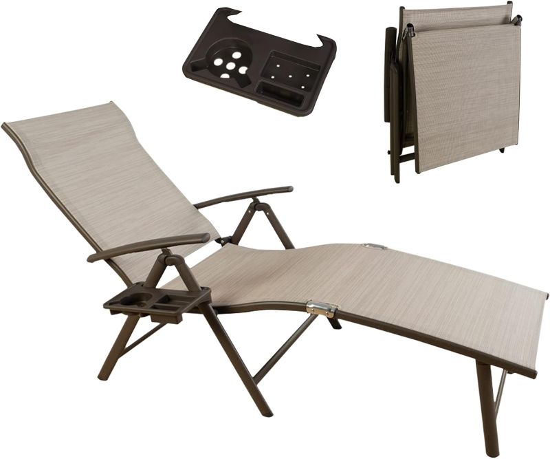 Photo 1 of 
Kozyard Cozy Aluminum Beach Yard Pool Folding Reclining Adjustable Chaise Lounge Chair with Drink Holder Assembled. Weather Free(1 Pack, Beige)
Item Package Quantity:1