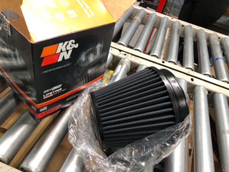 Photo 3 of K&N Universal Clamp-On Air Intake Filter: High Performance, Premium, Washable, Replacement Filter: Flange Diameter: 6 In, Filter Height: 6 In, Flange Length: 1 In, Shape: Round Tapered, RU-3102HBK