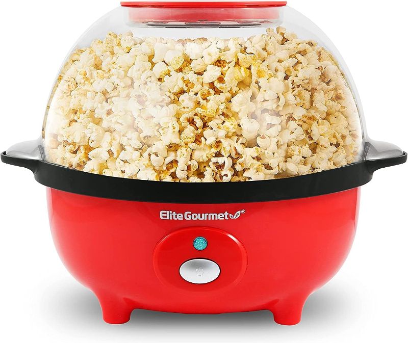 Photo 1 of 
Elite Gourmet Automatic Stirring Popcorn Maker Popper, Electric Hot Oil Popcorn Machine with Measuring Cap & Built-in Reversible Serving Bowl, Great for...