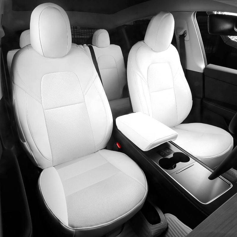 Photo 1 of 
**Front Seat** SUPER LINER Tesla Seat Covers Model Y White Car Seat Covers for Tesla Model Y 2023 2022 2021 2020 2 Seat Car Seat Cover Car Interior Cover All Weather...

