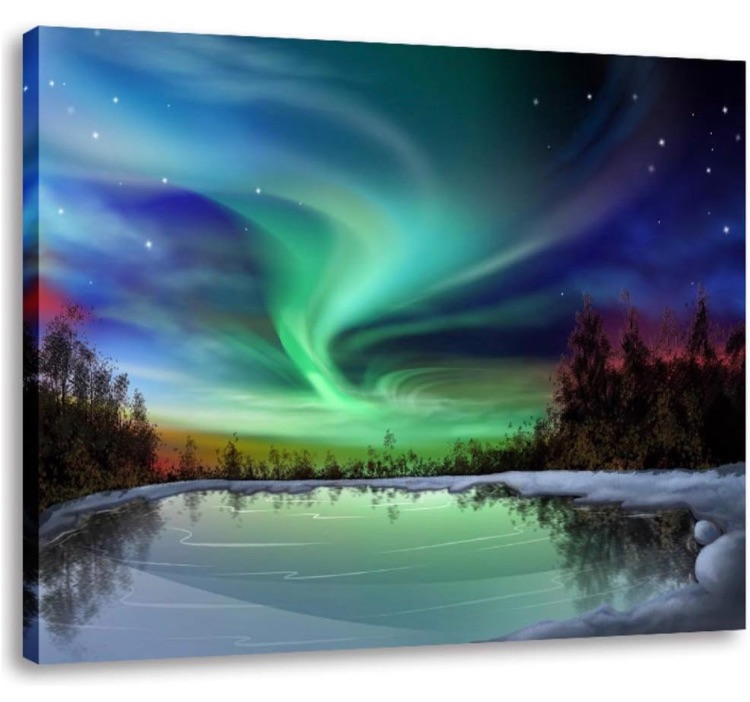 Photo 1 of AGCary Northern Lights Picture Wall Decor Aurora Borealis Poster Snow Tree Forest Landscape Painting Wall Art Modern Artwork Print Canvas Painting for Living Room Bedroom Home Decor Ready to Hang