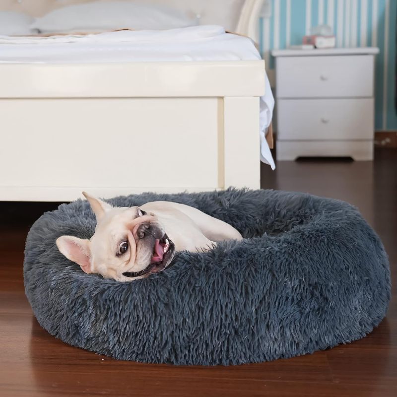 Photo 1 of 
Puppy Bed for Calming Dog 23 Inches Dark Gray Anti-Anxiety Donut Dog Bed for Small Medium Dogs Washable Fuzzy Dog Bed Fits up to 15 lbs Pets Beds for Small Dog
Size:23”Small?Pack of 1?