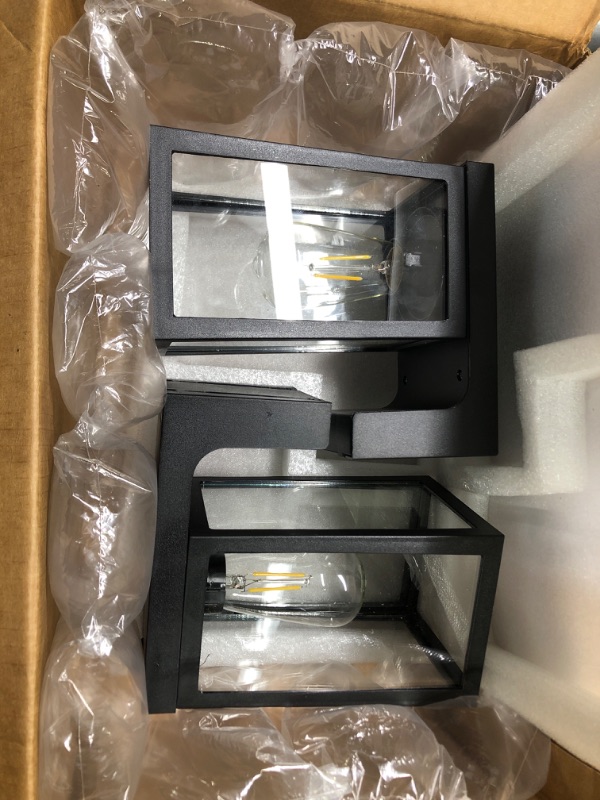Photo 3 of 2-Pack Outdoor Light Fixtures Wall Mount, Waterproof Exterior Wall Lanterns with Clear Glass, Anti-Rust Outside Black Wall Sconces, Front Porch Lights for House Garage Doorway, Bulbs Not Included
