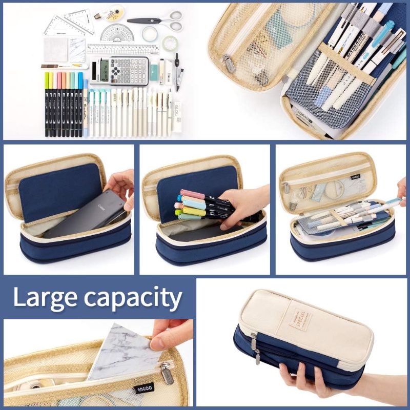 Photo 1 of 
EASTHILL Big Capacity Pencil Pen Case Office College School Large Storage High Capacity Bag Pouch Holder Box Organizer Blue
Color:Blue