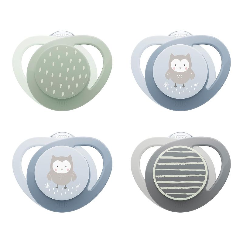 Photo 1 of 
NUK Orthodontic Pacifier, 4-Pack, 0-6 Months
Style:0-6 Months
Pattern Name:Owl