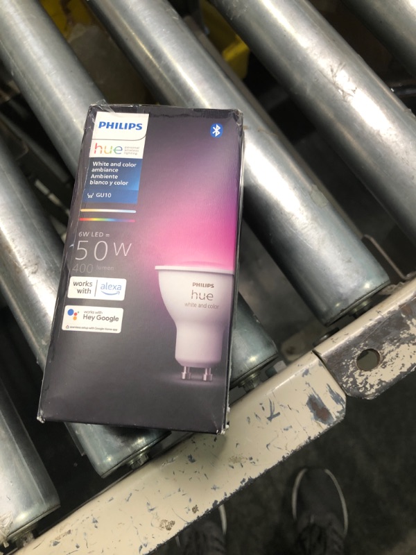 Photo 1 of Philips Hue White & Color Ambiance LED Smart GU10 Bulb, Bluetooth & Zigbee Compatible (Hue Hub Optional), Voice Activated with Alexa, 1 Bulb White and Color Ambiance 1 Count (Pack of 1) GU10 Bulb