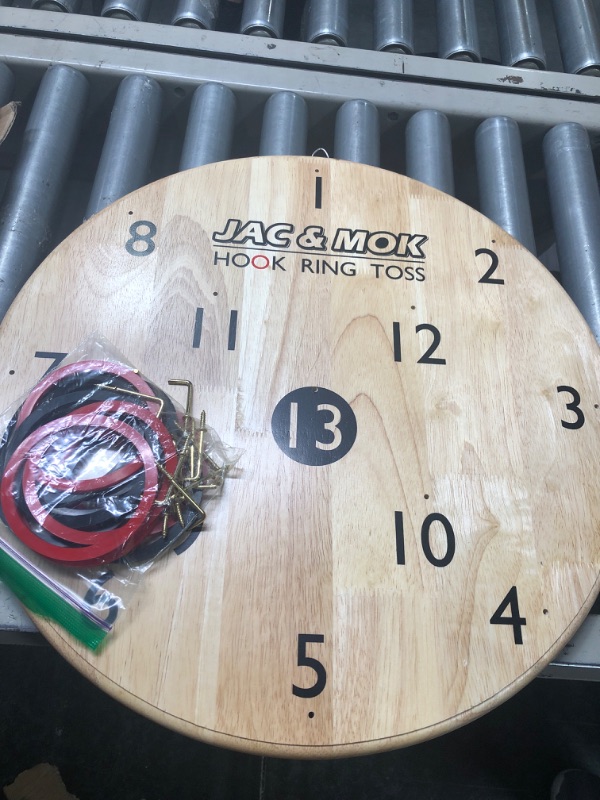 Photo 1 of Hook and Ring Toss Game, Throwing Board Game Made of Rubber Wood, with 12 Rings and Extra Hook, Indoor/Outdoor Fun Game 12.5 Inches