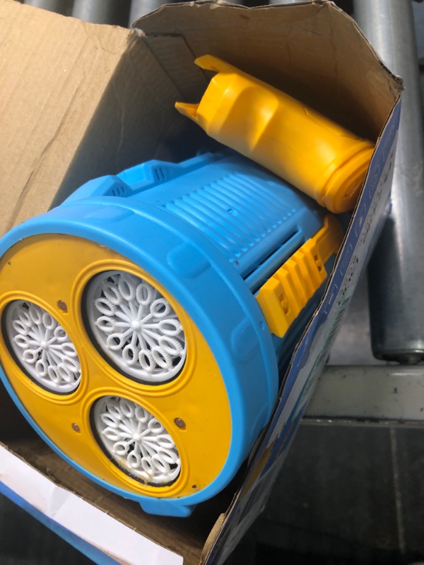 Photo 1 of 36 Holes Bubble Machine Gun with Led Lights, Watifisa Automatic Bubble Machine Blaster Guns Set with Solution and Rechargeable Battery Bubble Blower for Kids Summer Fun Gifts, Outdoor Activities Toys Blue, Yellow