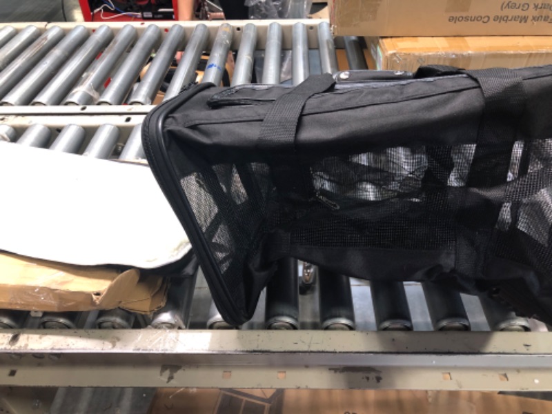 Photo 1 of Amazon Basics Soft-Sided Mesh Pet Travel Carrier, Large (20 x 10 x 11 Inches), Black & Unscented Standard Dog Poop Bags with Dispenser and Leash Clip, 13 x 9 Inches, Black - 20 Rolls (300 Bags)