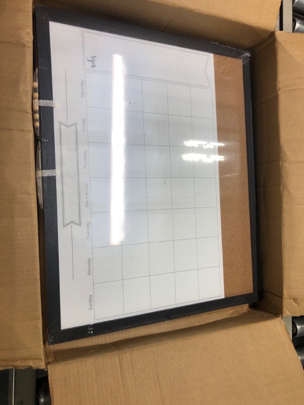 Photo 3 of TORASO Whiteboard Calendar & Corkboard, 18" x 22" Magnetic Surface Combination Dry Erase White Board & Bulletin Board, Black Wood Framed Blackboard/Calendar/Cork Combo Board(ZHYL-BK-4555) Black 18“×22”