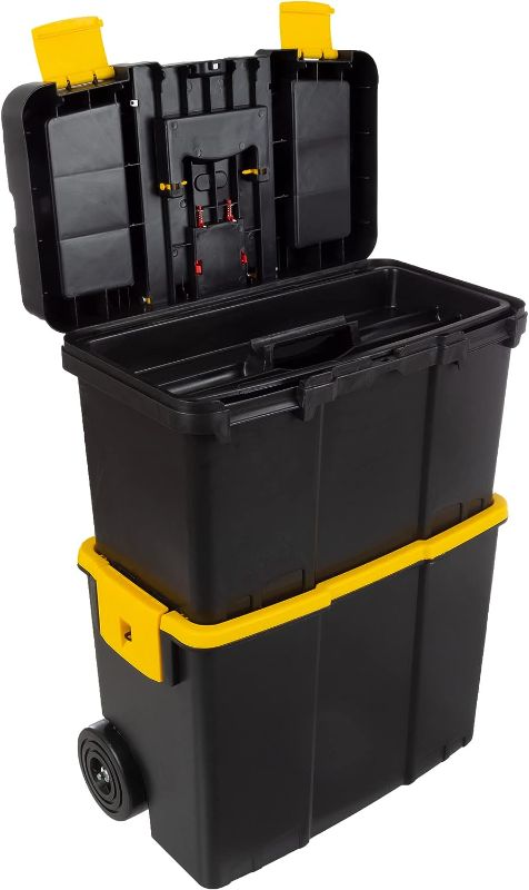 Photo 1 of 
Portable Tool Box with Wheels - Stackable 2-in-1 Tool Chest with Fold-Down Comfort Handles, Tough Latches, and Removable Storage Trays by Stalwart