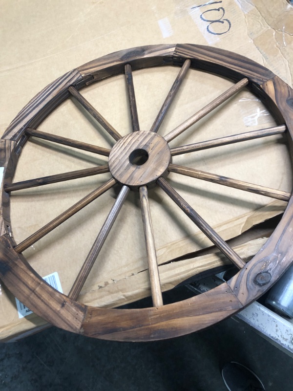 Photo 3 of BestGiftEver Rustic Vintage Style Wood Wagon Wheel 24" Western Home Décor