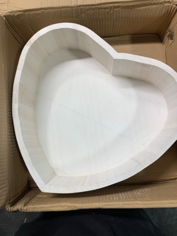 Photo 3 of Yuehuam Newborn Photography Prop Basket Heart-Shaped Wooden Bowl for Newborn Photography Baby Photoshoot Props Bed Baby Photo Props Basket for Boy or Girl Baby Photography Props Posing Furniture Beige