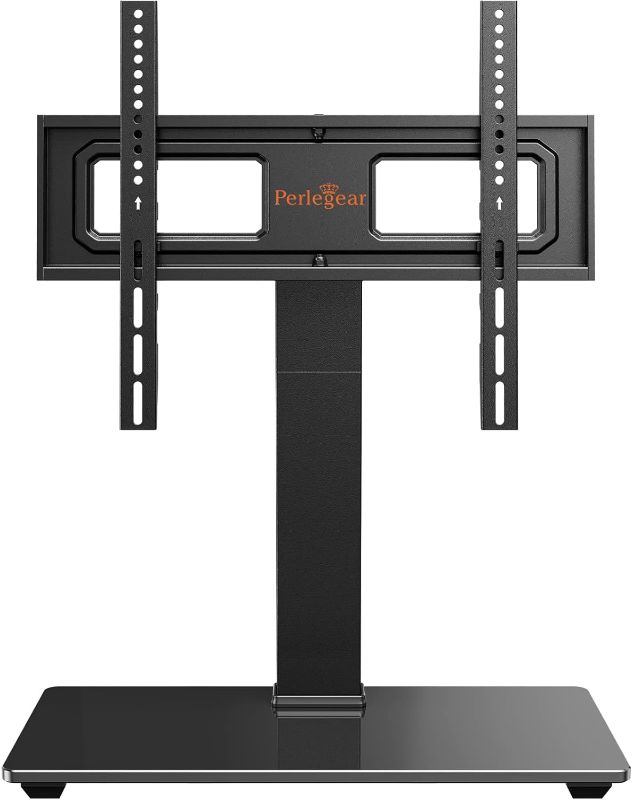 Photo 1 of PERLESMITH Universal Swivel TV Stand Base, Table Top TV Stand for 37 to 65, 70 inch LCD LED TVs, Height Adjustable TV Mount Stand with Tempered Glass Base, VESA 600x400mm, Holds up to 88lbs, PSTVS13