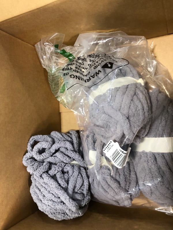 Photo 1 of 4 Pack Chunky Knit Chenille Yarn , Dark Grey Jumbo Chenille Yarn Soft Blanket Yarn DIY Chenille Yarn Chunky Wool Yarn for Arm-Knit,Crochet, Knitting & Crafting 112 Yards Dark Grey 4 pack / 112 Yards