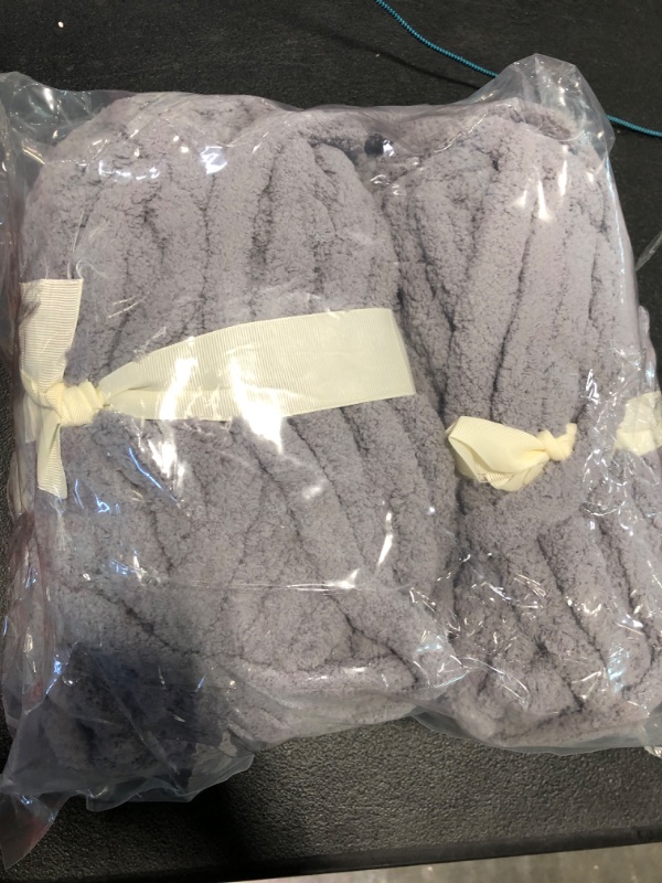 Photo 2 of 4 Pack Chunky Knit Chenille Yarn , Dark Grey Jumbo Chenille Yarn Soft Blanket Yarn DIY Chenille Yarn Chunky Wool Yarn for Arm-Knit,Crochet, Knitting & Crafting 112 Yards Dark Grey 4 pack / 112 Yards