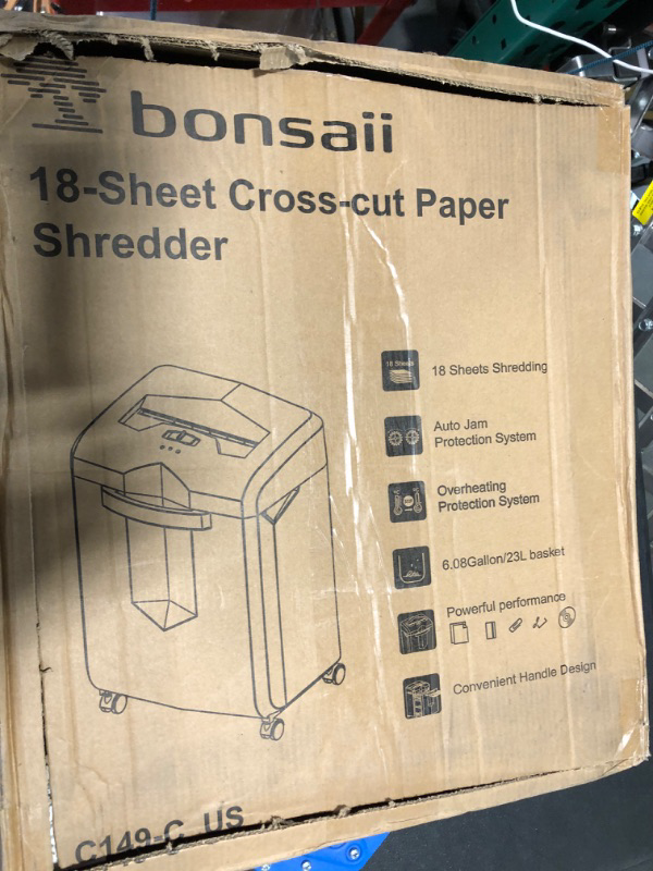 Photo 1 of Bonsaii Paper Shredder, 18-Sheet 60-Minutes Paper Shredder for Office Heavy Duty Cross-Cut Shredder with 6 Gallon Pullout Basket & 4 Casters, Anti-Jam High Security Mail Shredder for Home Use(C149-C) 1 8 Sheet Cross Cut