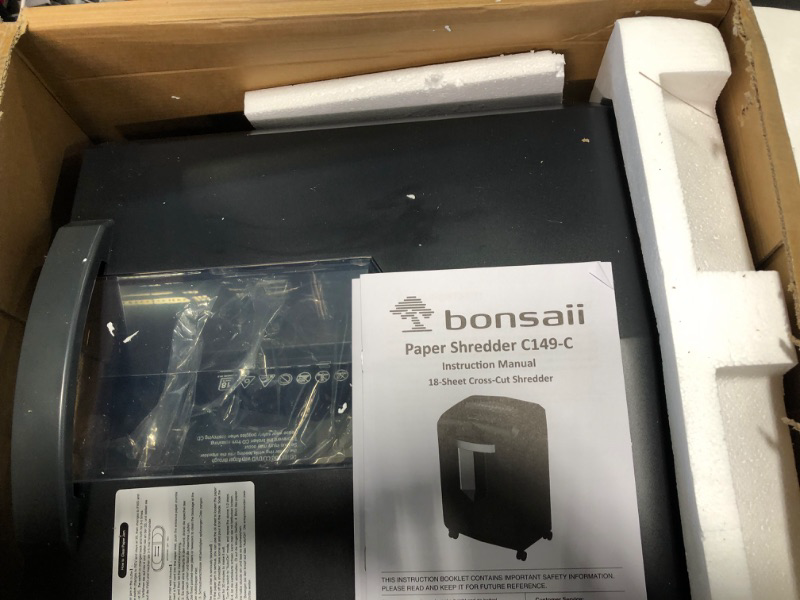 Photo 1 of Bonsaii Paper Shredder, 18-Sheet 60-Minutes Paper Shredder for Office Heavy Duty Cross-Cut Shredder with 6 Gallon Pullout Basket & 4 Casters, Anti-Jam High Security Mail Shredder for Home Use(C149-C) 1 8 Sheet Cross Cut