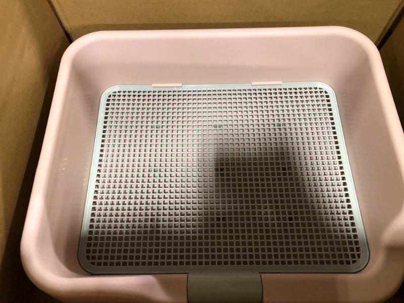 Photo 3 of [PS Korea] Indoor Dog Potty Tray – with Protection Wall Every Side for No Leak, Spill, Accident - Keep Paws Dry and Floors Clean (Pink) Tray Only Pink