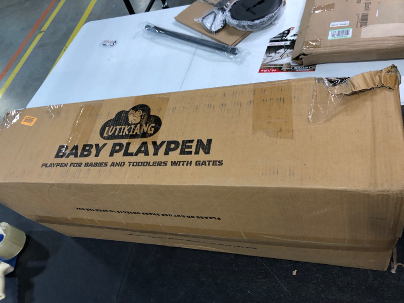 Photo 1 of Baby Playpen 79" X 71" , LUTIKIANG Play Yard for Babies and Toddlers with Mat, Safety Extra Large Baby Fence Area, Indoor & Outdoor Kids Activity Play Center with Anti-Slip Suckers and Zipper Gate. 79"*71"