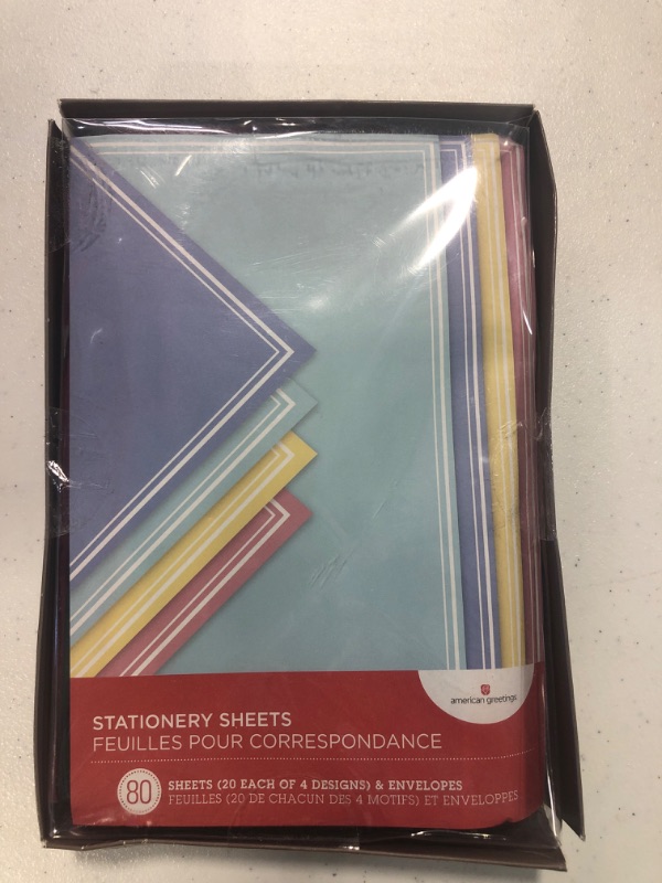 Photo 2 of American Greetings Pastel Stationery Sheets and Colored Envelopes (80-Count) pastel purple, goldenrod, aqua, pink