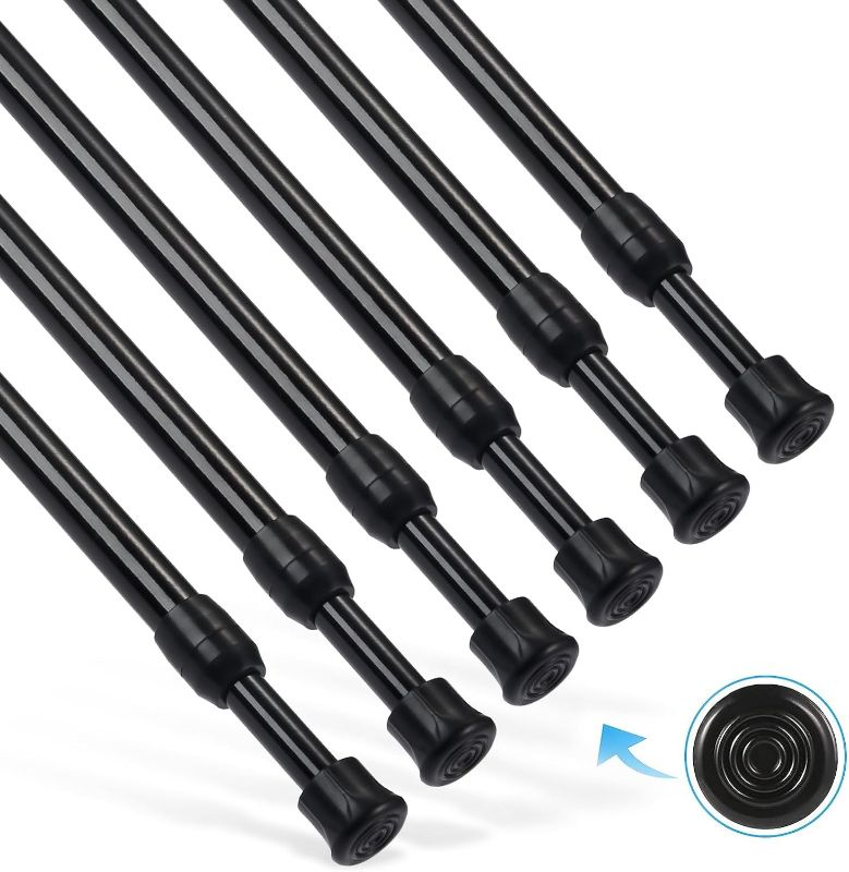 Photo 1 of 6Pcs Tension Rod, Goowin Tension Rods for Windows, No Drilling Rustproof Spring Adjustable Tension Curtain Rod for Doors, Windows, Wardrobe Bars, Drying Support Rods (Black, 24-43 inch)
