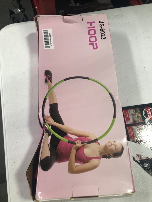 Photo 2 of  Exercise Hoop for Adults, Weighted Fitness Hoop for Exercise-2lb, 8 Section Detachable Design-Professional Soft Workout Hoop Pink-gray
