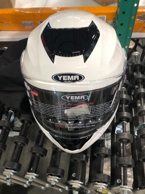Photo 3 of Motorcycle Modular Full Face Helmet YEMA YM-926 Moped DOT Street Racing Crash Helmet White XX-Large