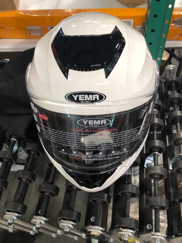 Photo 1 of Motorcycle Modular Full Face Helmet YEMA YM-926 Moped DOT Street Racing Crash Helmet White XX-Large