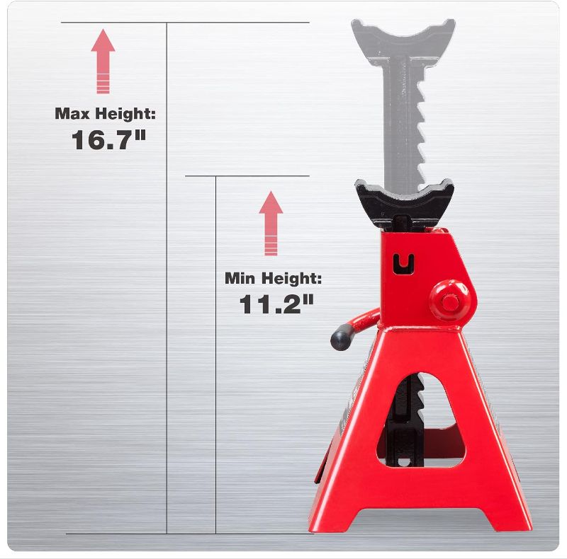 Photo 1 of  Jack Stands 3 Ton (6,600 LBs) Car Jack Stand Adjustable Lifting for Automotive Small SUV, Truck, Boat Trailer, Red, 2 Pack