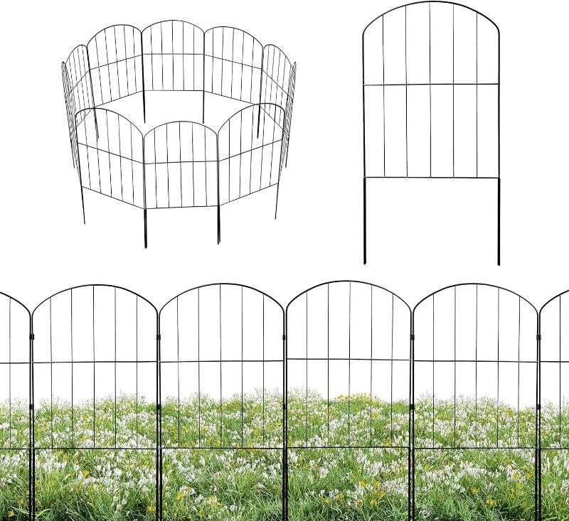 Photo 1 of  10 Panels Decorative Garden Fence,  Metal Wire Fencing Border Animal Barrier, Rustproof Flower Edging for Landscape Patio Yard Outdoor, Arched 