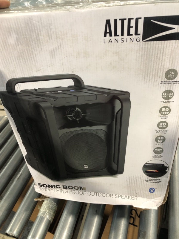 Photo 2 of Altec Lansing Sonic Boom - Waterproof Bluetooth Speaker with Phone Charger, IP67 Outdoor Speaker, 3 USB Charging Ports, 50 Foot Range & 20 Hours Battery Life