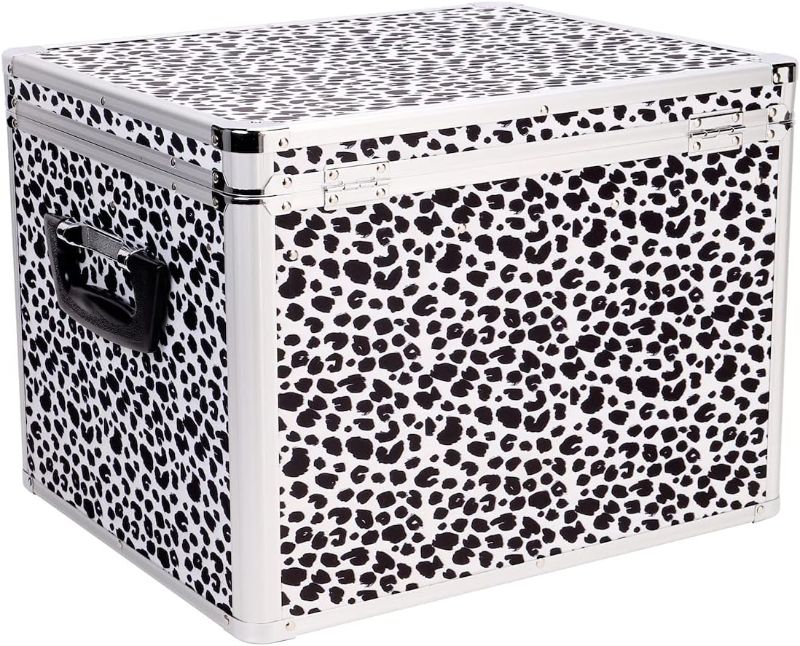 Photo 1 of Vaultz Locking File Storage Chest, Two-Handled, Letter/Legal File Storage, 17 1/2 X 14 X 12 1/2 Inches, Black and White Leopard (VZ03976)
