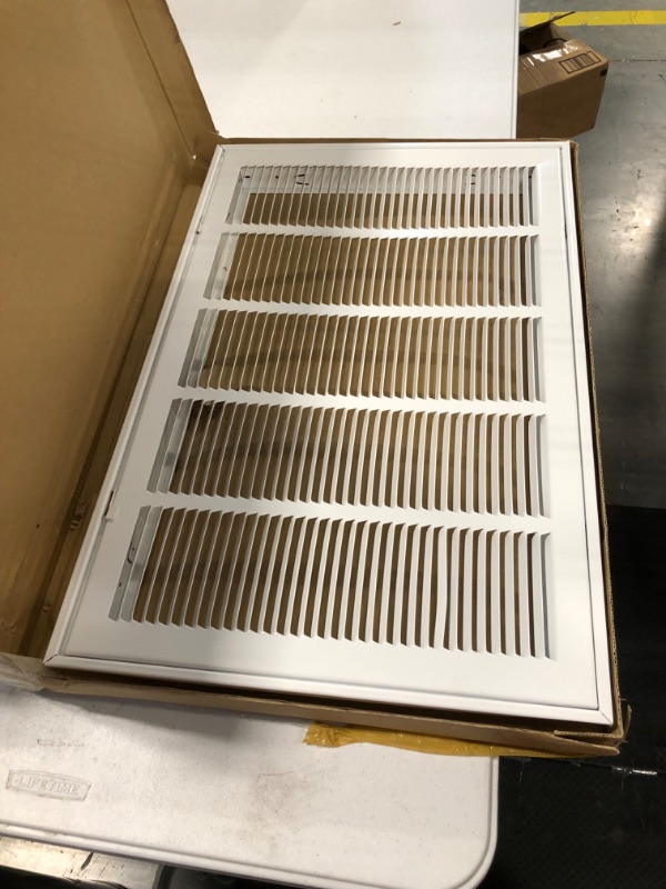 Photo 3 of 16" X 25" Steel Return Air Filter Grille for 1" Filter - Easy Plastic Tabs for Removable Face/Door - HVAC Duct Cover - Flat Stamped Face -White [Outer Dimensions: 17.75w X 26.75h]