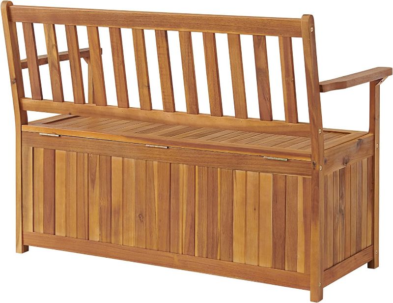 Photo 1 of Alaterre Furniture Patio Benches Natural - Natural Londonderry Acacia Wood Outdoor Storage Bench