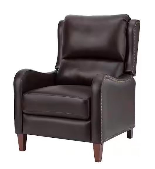 Photo 1 of Hyde Modern Retro Nailhead Genuine Espresso Leather Recliner