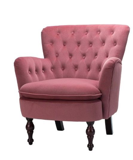 Photo 1 of Isabella Rosewood Tufted Accent Chair