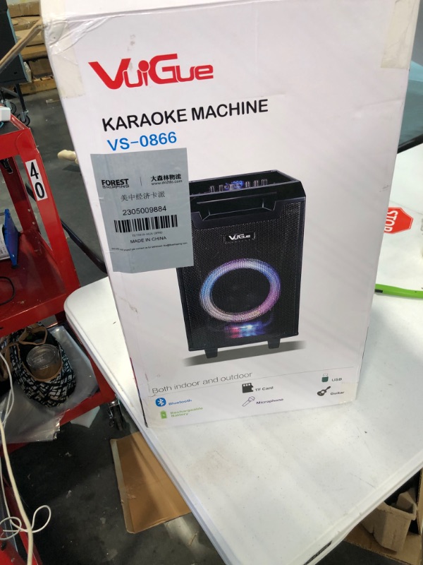 Photo 2 of VeGue Karaoke Machine, Bluetooth Speaker PA System for Adults & Kids with 2 Wireless Microphones, 8'' Subwoofer, Wireless Singing Machine for Christmas Party, Wedding, Gathering(VS-0866)