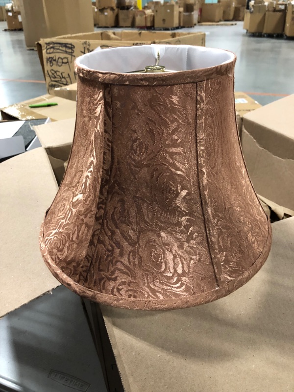 Photo 3 of Aspen Creative 30094A Transitional Bell Shape Spider Construction Lamp Shade in Brown, 13" wide (7" x 13" x 9 1/2")