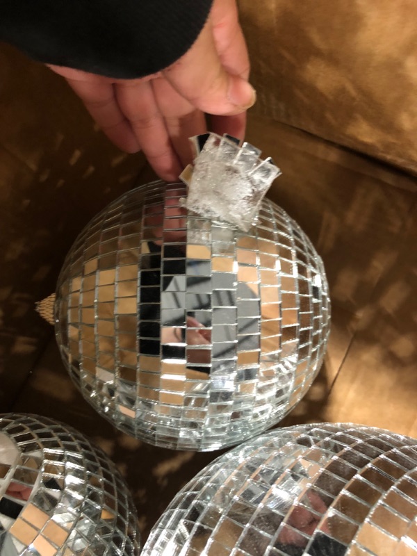 Photo 4 of 5 Pieces Disco Ball Mirror Ball Disco Party Decorations with Hanging Ring for DJ Club Stage Wedding Holiday 