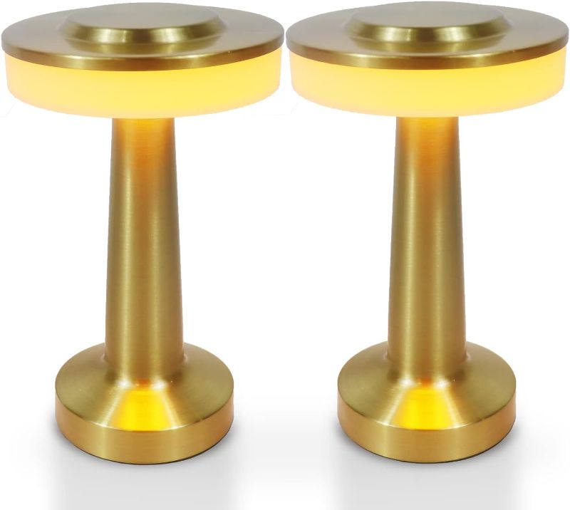 Photo 1 of Orstarry 2 Pack Table Lamp, Portable LED Table Lamp, Rechargeable Table Lamp with 3 Brightness Touch Lights for Restaurant/Bedroom/Bar/Outdoor Party/Camping/Coffee Shop Night Lights?Gold?