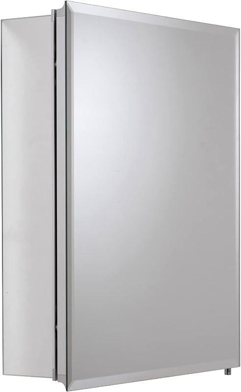 Photo 1 of  20-Inch x 16-Inch Recessed or Surface Mount Medicine Cabinet with Hang 'N' Lock Fitting System, Aluminum, Silver