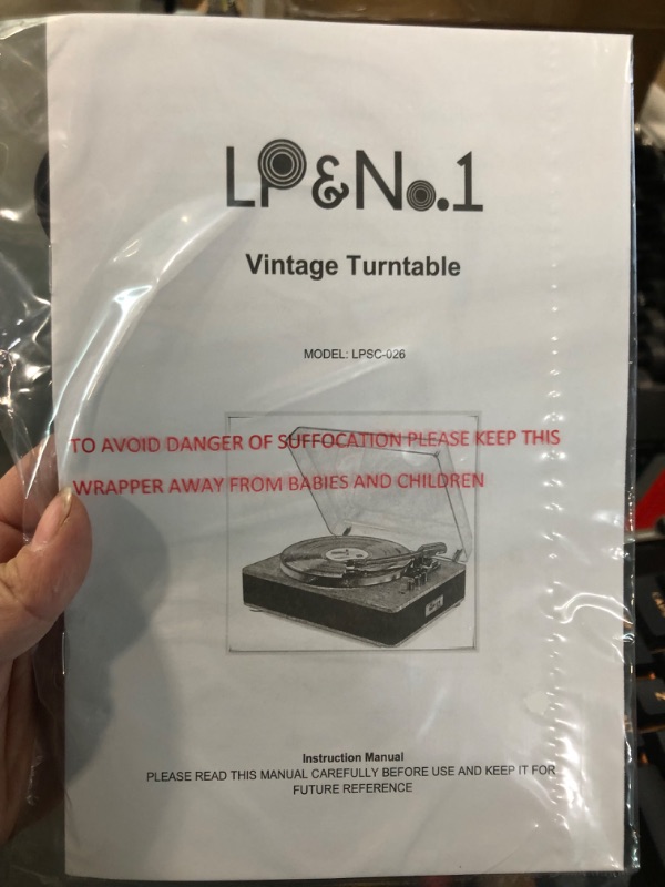 Photo 5 of LP&No.1 Bluetooth Record Player with Stereo Speakers, 3-Speed Belt-Drive Turntable for Vinyl Records with Wireless Playback and Auto-Stop