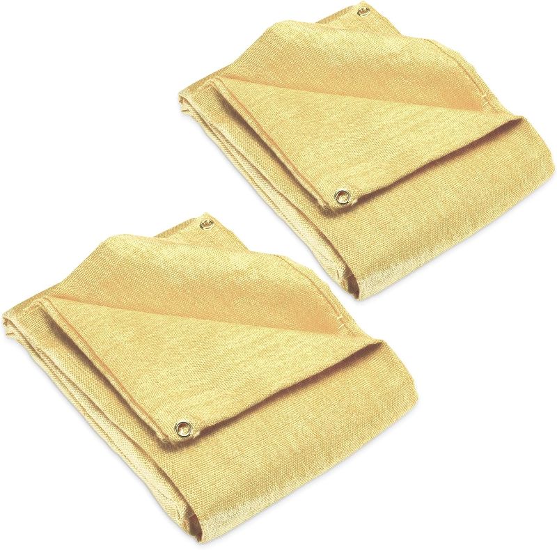 Photo 1 of 2 pack - Welding Blanket 4x6 Fiberglass. Cover, Retardant | Fireproof. Thermal resistant insulation. Brass grommets for easy Hanging and Protection

