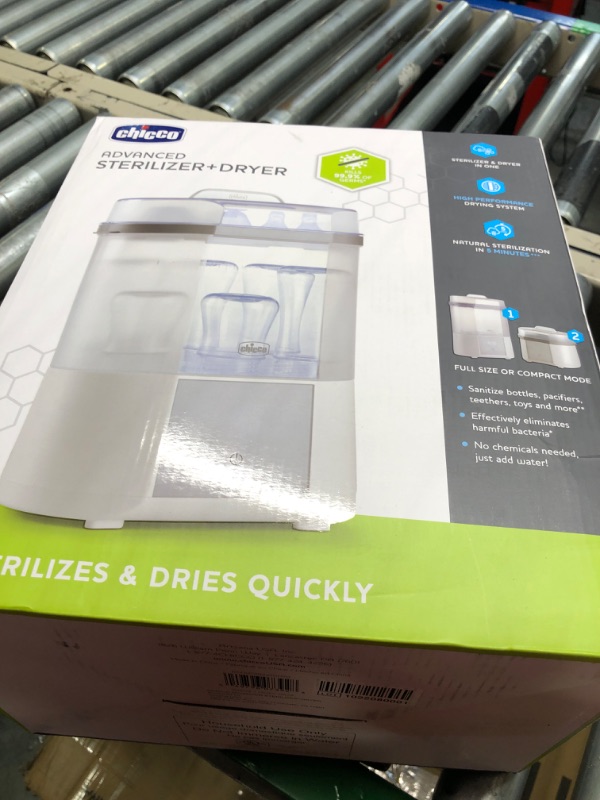 Photo 2 of Chicco Advanced Electric Steam Sterilizer & Dryer Naturally eliminates Household Germs - for Baby Bottles, Pacifiers, Pump Parts and More in Minutes -White/Grey Advanced Sterilizer and Dryer