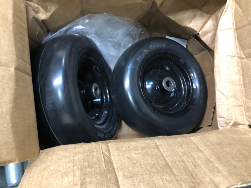 Photo 3 of GICOOL 11x4.00-5” Flat Free Lawn Mower Tire and Wheel with 3/4" or 5/8" Bushings, 3.4"-4"-4.5"-5" Centered Hub, Smooth Tread Tire for Zero Turn Mowers, 2 Pcs