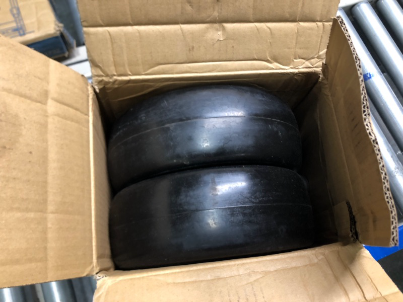 Photo 3 of 2 PCS 11x4.00-5" Flat Free Lawn Mower Tire on Wheel, 3/4" or 5/8" Bushing, 3.4"-4"-4.5 -5" Centered Hub, Universal Fit Smooth Tread Tire for Zero Turn Lawn Mowers, with Universal Adapter Kit