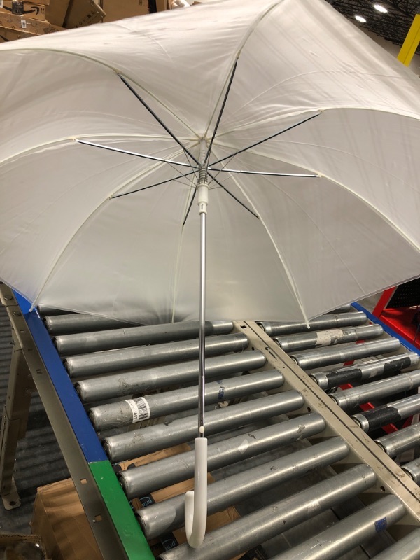 Photo 1 of 1 Pcs Umbrella Wedding Style Stick Umbrellas Windproof Bubble Umbrellas Rain Umbrellas with J Hook Handle for Bride Groom Gift (White)