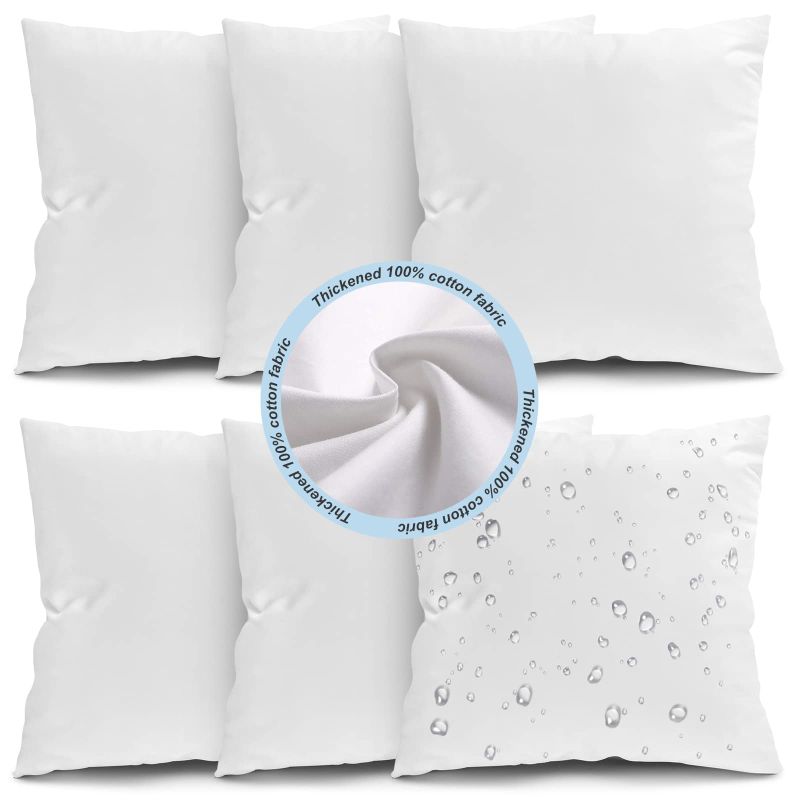 Photo 1 of 20x20 Inches Outdoor Pillow Inserts Set of 6, Waterproof Decorative Throw Pillows Insert, Square Pillow Form for Patio, Furniture, Bed, Living Room, Garden ( White ) 20*20