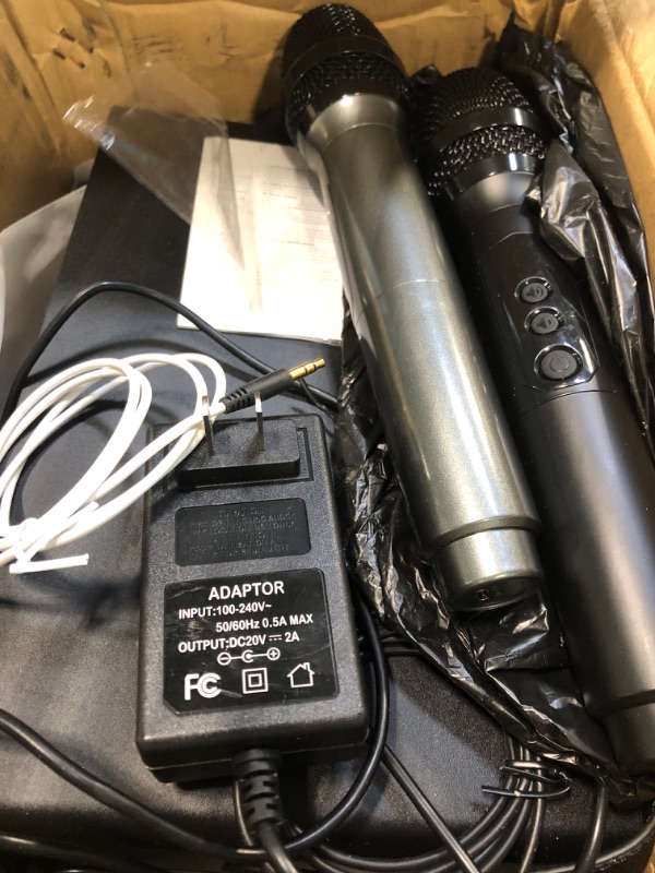 Photo 2 of Asmuse Karaoke Machine, Portable Bluetooth Speaker with Two Wireless Microphones, Rechargeable PA System for Party Classroom Church Meeting